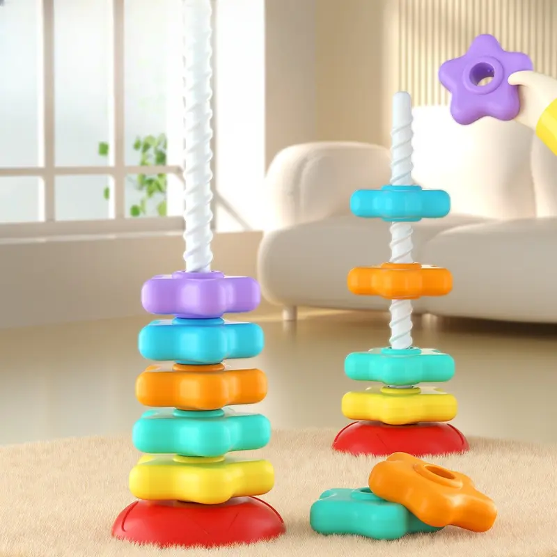 Mainan Bayi Putar, Menara Berputar Pelangi, Keseronokan Lipat, Teka-teki, Mainan Pendidikan Awal Baby Toys Monkey Telur