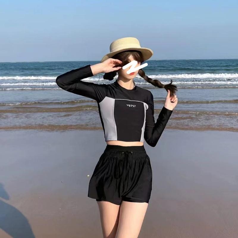 Bikini Nữ, Áo Tắm Xẻ Tà Hai Mảnh, Đồ Bơi Nữ, Áo Dài Tay, Quần Ngắn, Đồ Thể Thao Đồ Bơi, Đồ Đi Biển Sport Chạy Bộ Yoga Tập Yoga Tập Gym Tập Thể Dục 3