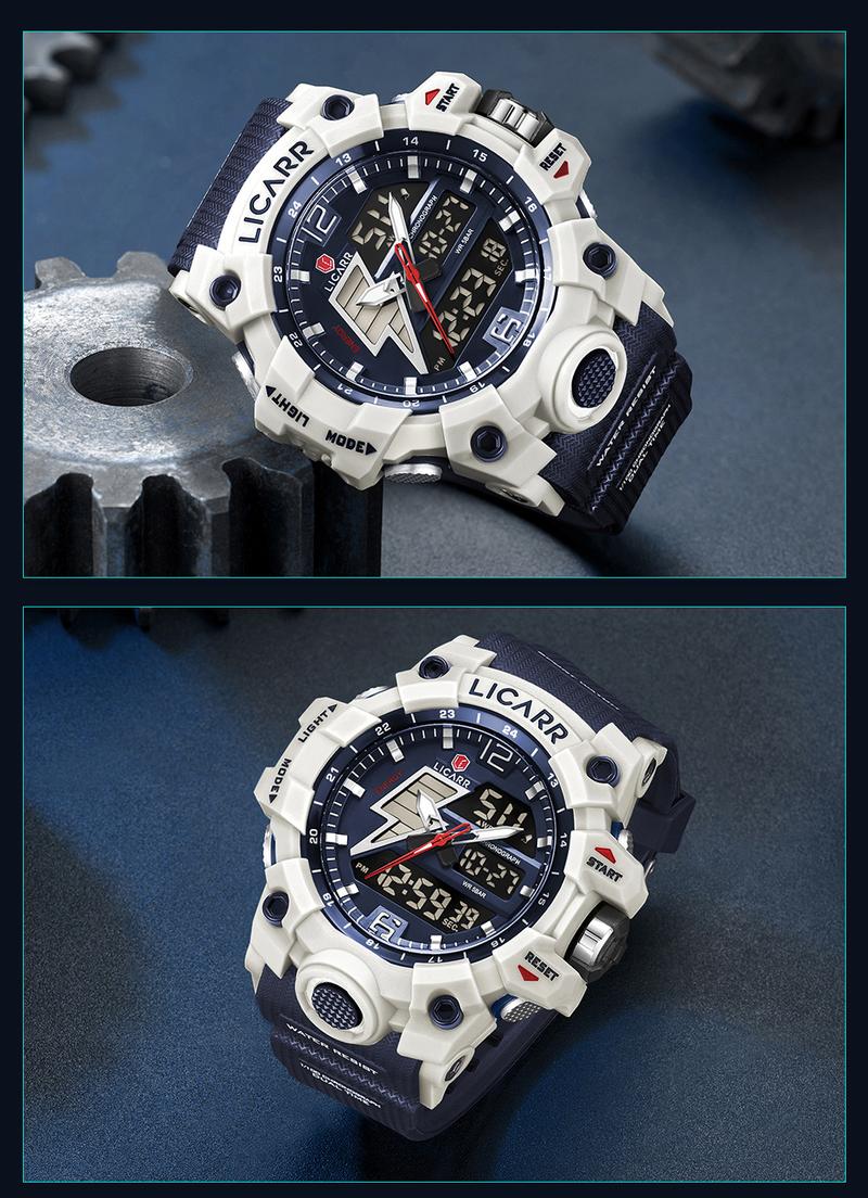 Product Introduction of LICARR Jam Tangan Pria Olahraga Analog-Digital Fashion Tahan Air Santai Kuarsa Jam Tangan Cowok Original Merek Stopwatch 9528 46