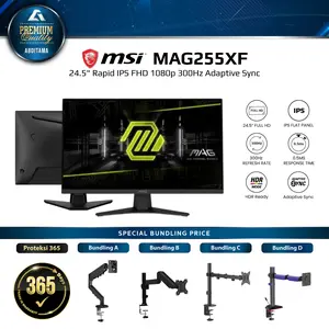 Monitor LED MSI MAG255XF 24.5" Rapid IPS FHD 1080p 300Hz 0.5ms HDMI 2.0bx2 DP1.4ax1 Adaptive Sync HDR Ready Vesa 100x100mm Frameless Design AI Vision Smart black tuner to brighten your day by bringing out the fine details in dark areas