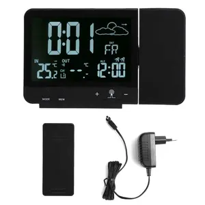 Projection Alarm Clock Wireless Indoor Outdoor Thermometer Temperature Humidity Gauge EU 230V Temperature Monitor