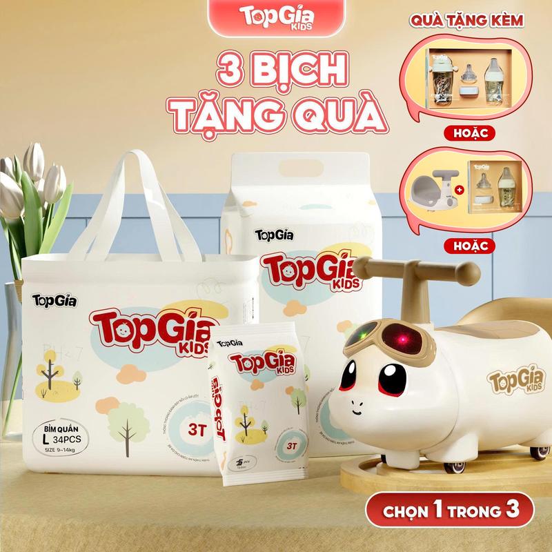    HCM - TẶNG QUÀ   Combo 3 bịch Tã Bỉm TopGiaKids pH < 7 ngừa hăm đai chun đệm mây mềm mại co dãn 4 chiều thấm hút bề mặt khô thoáng size S đến XXXL cho bé từ 4-20kg  bỉm   BO  