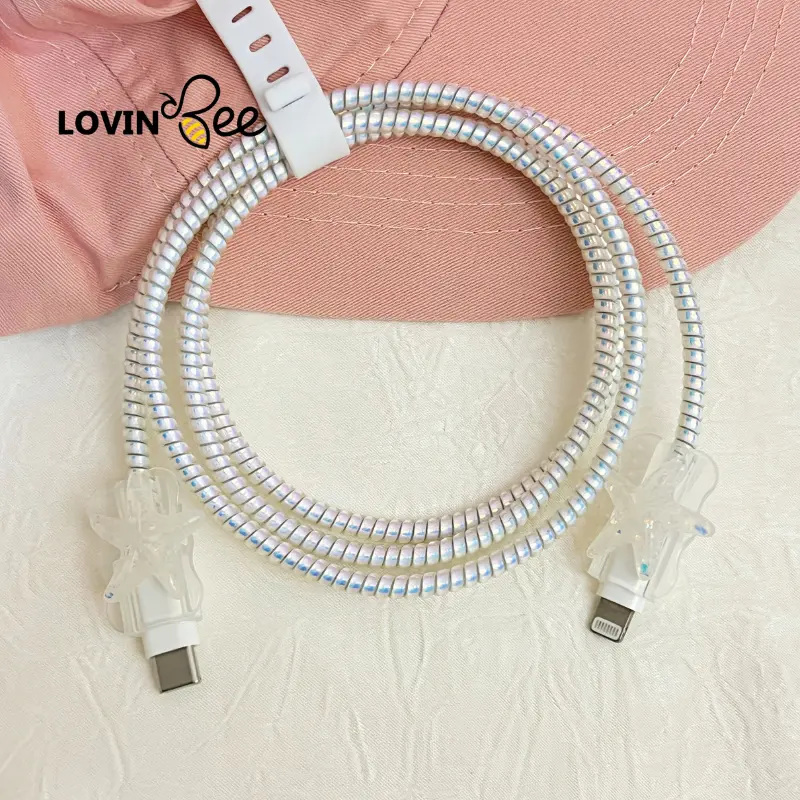 1 Set 4 Item Pelindung Kabel Charger Type C + Type C Pelindung Kabel Data Handphone 4