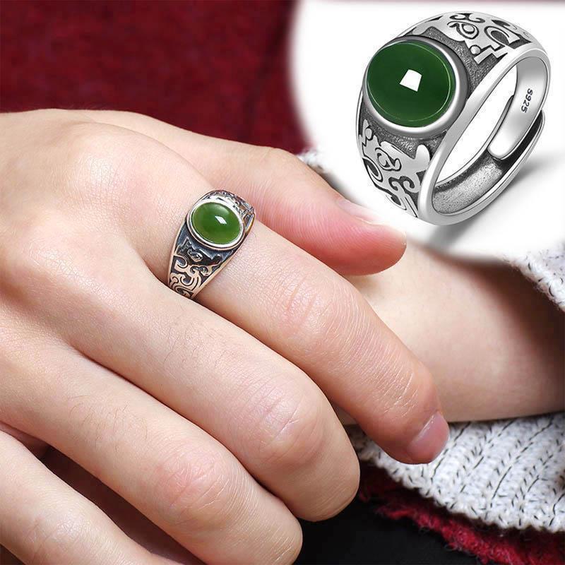 Nhẫn Nam, Phong Cách Cổ Điển Mặt Dây Chuyền Màu Xanh Lá Cây, Có Thể Điều Chỉnh, Unisex, Quà Tặng Trang Sức, Breezes 0