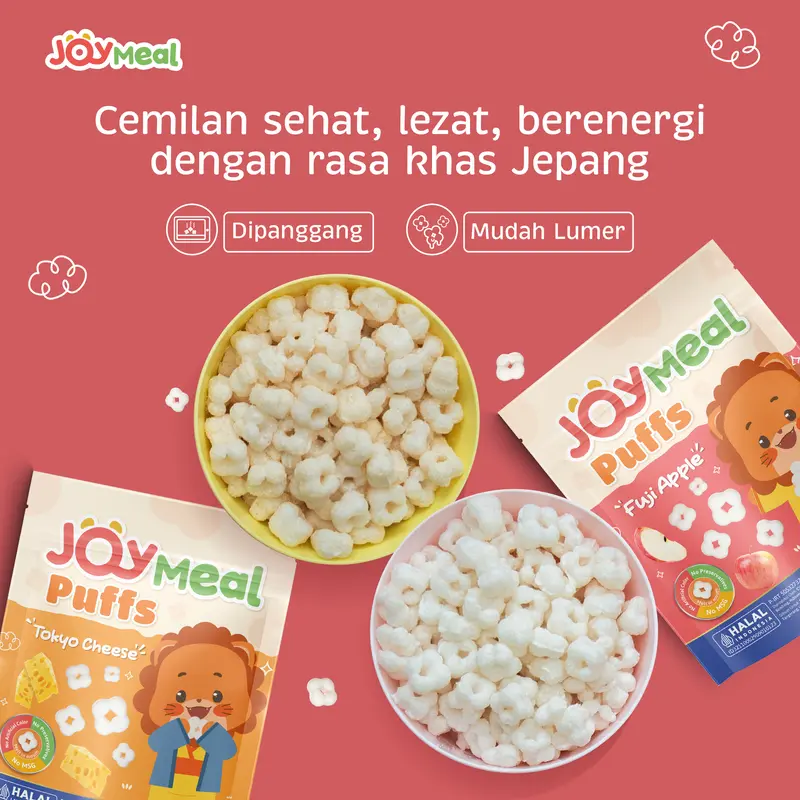 JoyMeal Puffs 25 gr | Cemilan Anak Snack Sehat Berenergi Rasa Khas Jepang Tokyo Cheese & Fuji Apple 2
