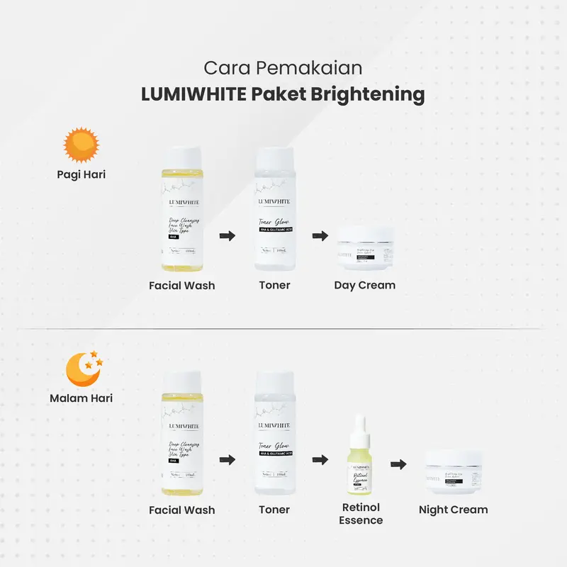 [2 PAKET] LUMIWHITE - Paket Brightening Double Glowing Lengkap Dapat Dua Paket (FREE 2 RANDOM PCS ACCESORIS) 4