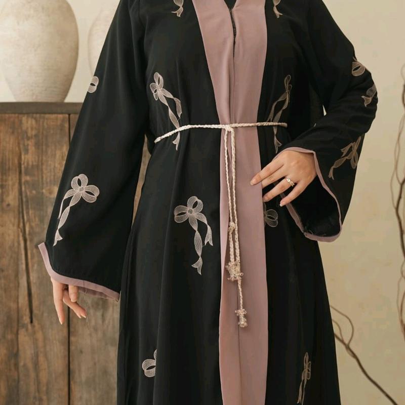 Abaya Tasya Pita Arabian Style Muslim Gamis Dewasa - Bahan Jetblack Bonanza - Ukuran S-XXL - Wanita Hitam Dress Turki Bordir Mewah 2