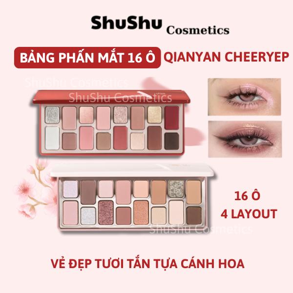 [QianYan] Bảng Phấn Mắt QianYan Cheeryep 16 Ô, Tone Màu Đa Dạng, Nhũ Lì, 13g Mỹ Phẩm SHUSHU COSMETICS