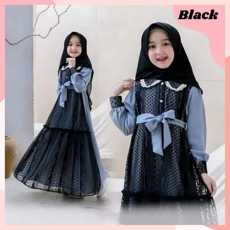 Gamis umma syari kids set hijab khimar anak perempuan usia 5-6-7-8-9-10-11 tahun Dress Muslim