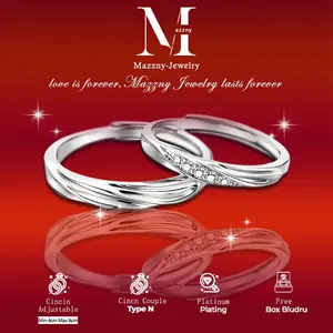 【Ukuran khusus+Free Gift Box】Mazzny Cincin Couple Pernikahan premium korean style wanita telunjuk Perak Nikah Hadiah Zirconia Rings