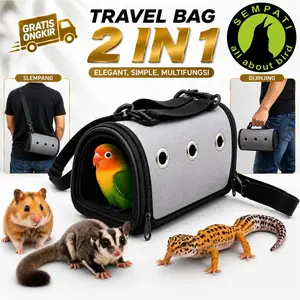 SEMPATI Tas Untulan Burung 2 In 1 Premium Pet Carrier Travel Bag Hamster Sugar Glider Tas Gendong Selempang Jinjing Mini Cage Backpack Tas Bawa Sangkar Kandang Burung Portable