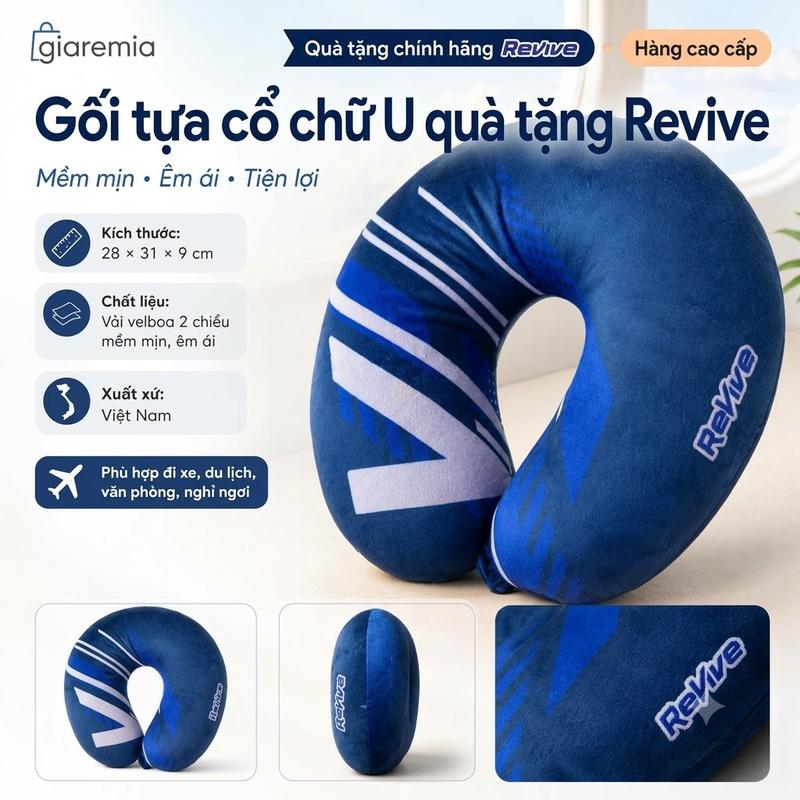 Gối tựa cổ chữ u quà tặng Revire – Vải velboa êm ái cao cấp