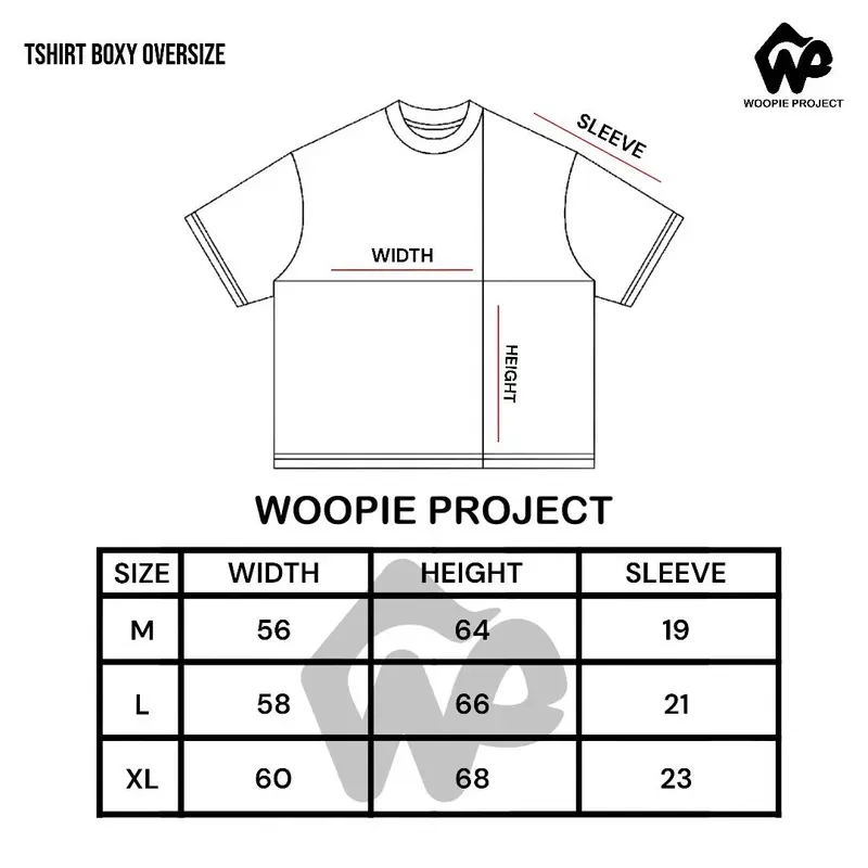WoopieProject Kaos Boxy fit Oversized Tshirt Phenomenon Hitam Putih Pria Wanita Katun Combed 20s 200-205gsm 4