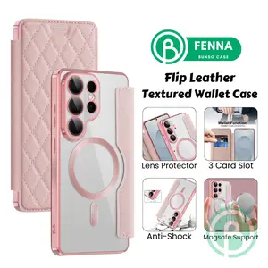 Bunso FENNA Flip Case untuk SAM S26 Ultra Edge Plus FE S25 S24 S23 S22 S21 A57 A37 A17 A56 A36 A26 A55 5G Diamond Leather Kulit Wallet Slot Kartu Dompet Magnetic Cover Full Protection Casing Mewah S26Ultra S26Plus S25Ultra S25FE S25Edge S24Ultra S24FE
