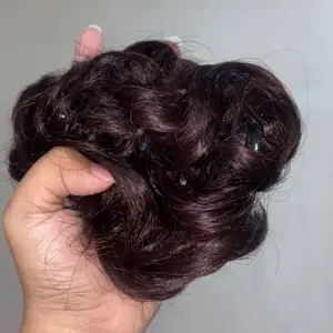 MOLFINE Wig Kuncir Kuda Keriting 28-35cm Klip Cakar - Tampilan Alami Anti Lepas Gaya Korea Coklat Hitam