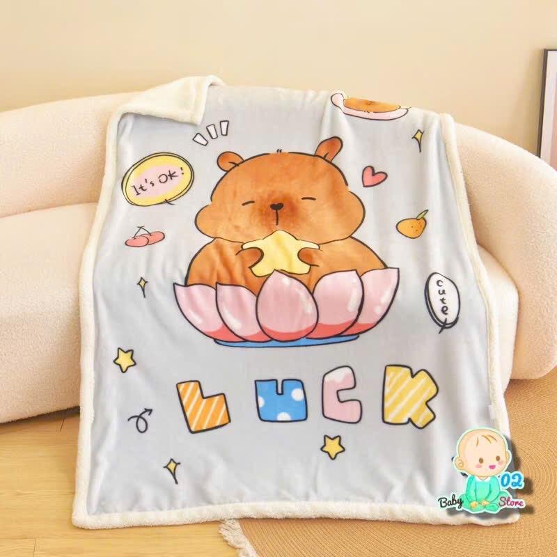 Chăn lông cừu cho bé 2 lớp dày dặn mềm mịn ấm áp kích thước 1mx1m4, chăn cho bé đi học bán trú, chăn mền lông cừu