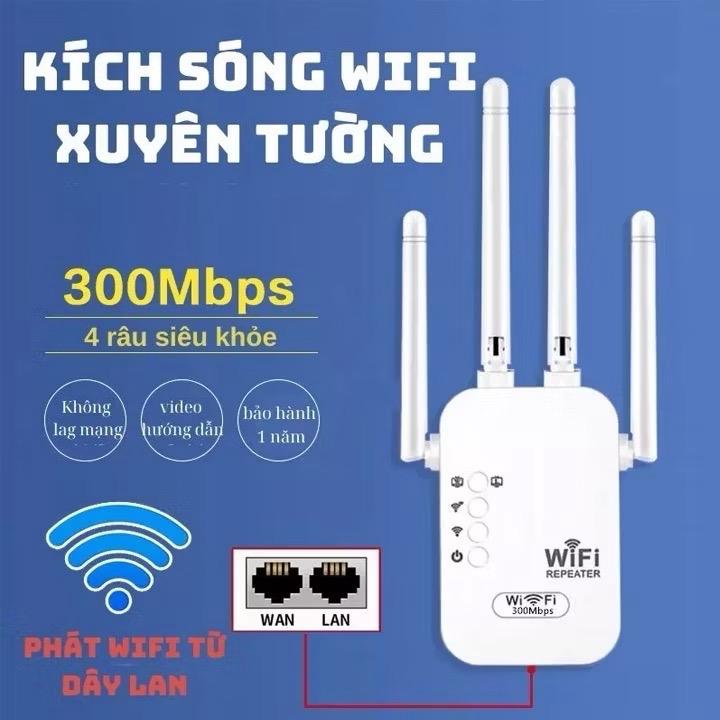 Bộ kích Sóng WiFi 4 Râu 2 Cổng Lan Tốc Độ Cao 1200Mbps Thế Hệ Mới 2024, Kích Sóng WiFi Xuyên Tường Cực Mạnh Và Ổn Định