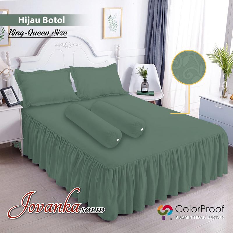 Jovanka Sprei Rumbai Set Polos Emboss Ukuran King 180x200x20 Dan Queen 160x200x20 Untuk Kasur Yang Elegant 1