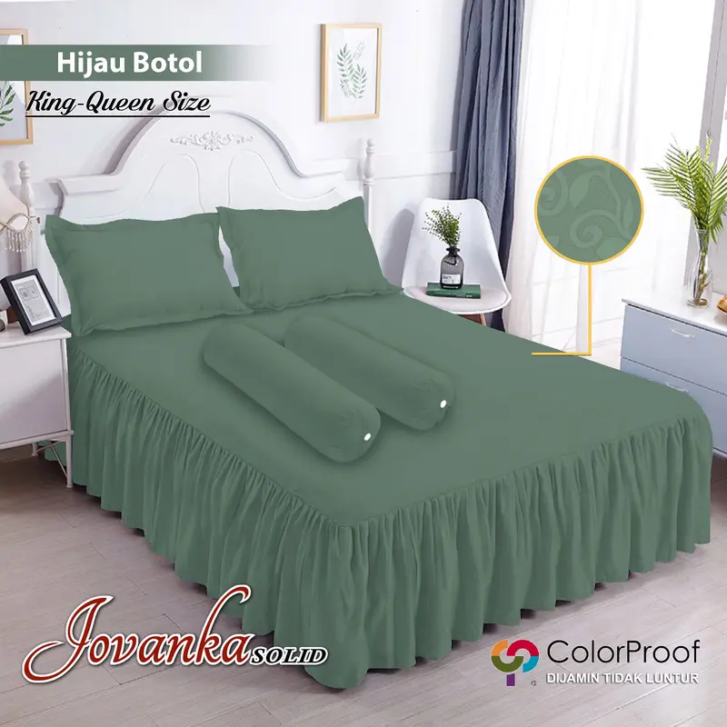 Jovanka Sprei Rumbai Set Polos Emboss Ukuran King 180x200x20 Dan Queen 160x200x20 Untuk Kasur Yang Elegant 1