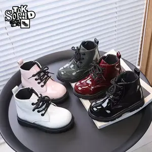 TokSop.id Sepatu Boots Anak Unisex Cowok Cewek Trendi Gaya Korea Mewah Minimalis Size 26-30 Fashion Hitam Putih Pink Merah