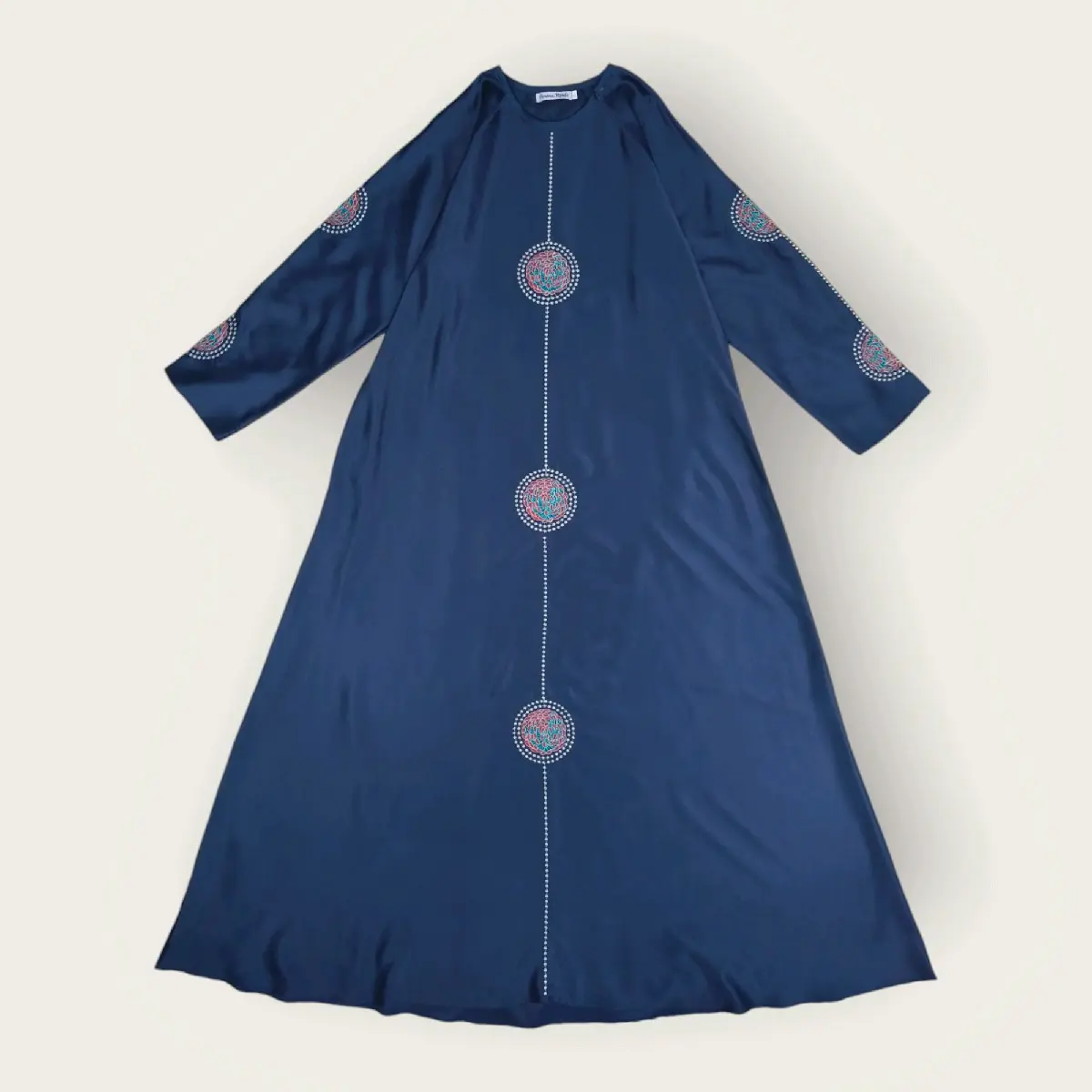 Kids embroidered satin abaya dress hijabi