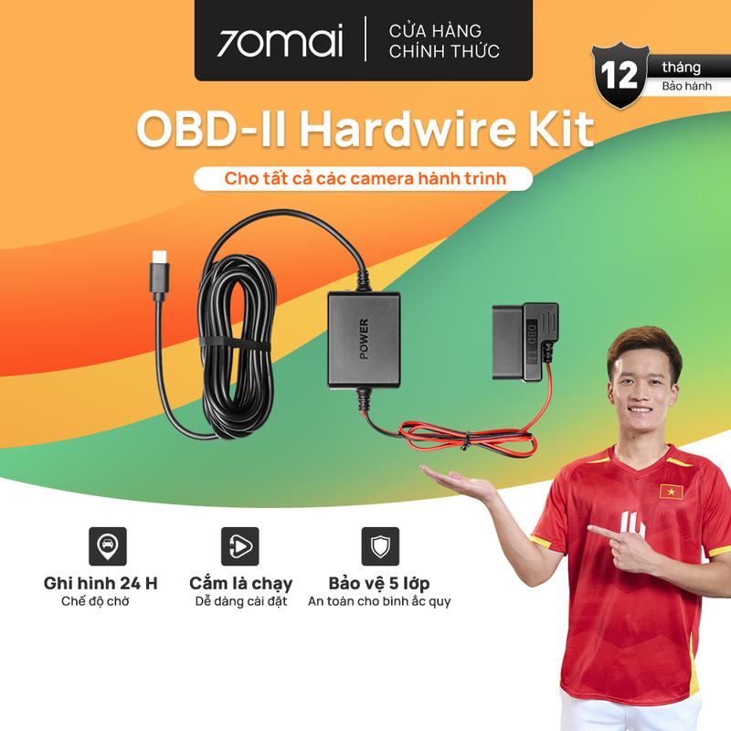  70mai OBD-II Hardwire Kit kích hoạt chế độ trông xe 24h an toàn cho camera hành trình 70mai 