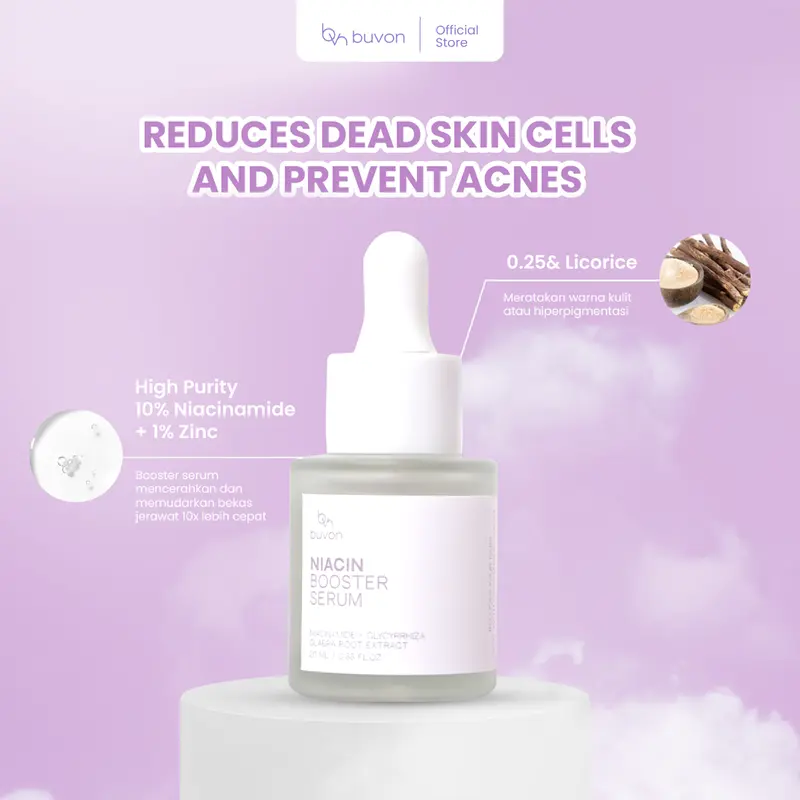 Buvon Pink Acne Shot 30ml & Niacinamide Booster Serum 20ml - Obat Totol Jerawat & Serum Hilangkan Bekas Jerawat PIE PIH Hitam Tetes Memudarkan Wajah 3