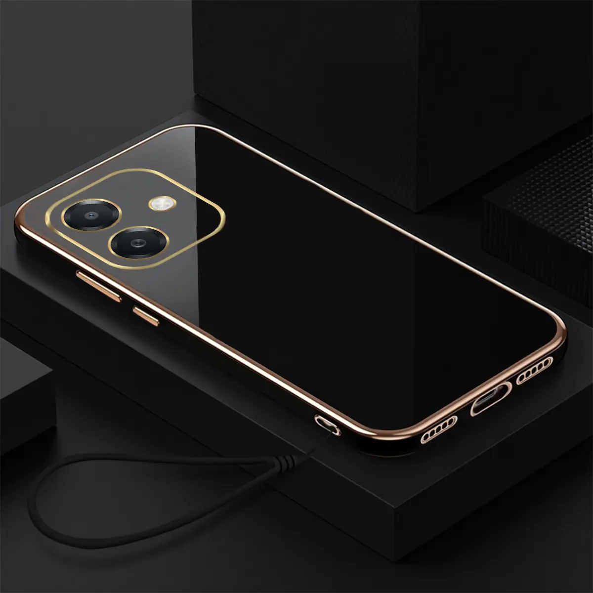 Casing For Oppo A3X Casing Ultra Slim Luxury Square Plating Premium Softcase