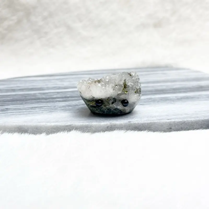 LittleHippyRock Clear Quartz with Pyrite Hedgie