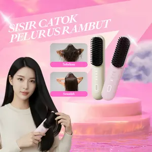 Sisir pelurus rambut genggam/199 Juta Ion Negatif Catokan Rambut Sisir/Pemadaman Listrik Otomatis/4 pengaturan suhu/Pemanasan cepat/Daya tahan baterai lama/Desain anti-bakar/Kontrol Suhu Pintar/Meluruskan/Elektrik