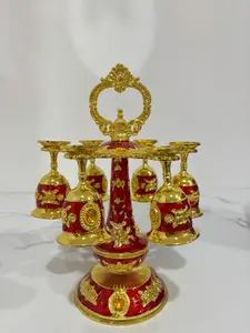 075-New Teko Arab Aladin Warna Emas Ornament/Set Gelas Anggur Kendi