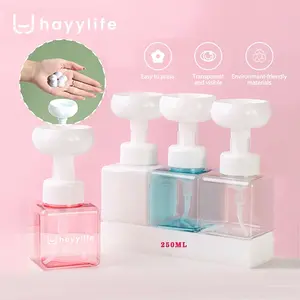 HAYYLIFE Botol Sabun Transparan Dispenser Foam Soap Model Pump Motif Bunga Kapasitas 250ml HL-AGB747