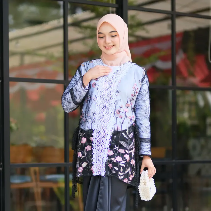 Ahzem - Setelan One Set Zafira Outer Brokat Gardenia Rok Lilit Set Lamaran Wisuda Bridesmaid Kondangan 3
