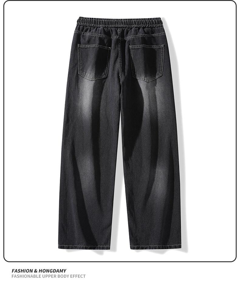Product Introduction of Vintage-Inspired Drawstring High-Waisted Relaxed Straight-Leg Denim Pants for Women, Retro Loose-Fit Casual Jeans with Elastic Waistband, Comfortable & Stylish, All-Day Wear Bottom Lingerie Trouser Streetwear Basic Minimalist 11