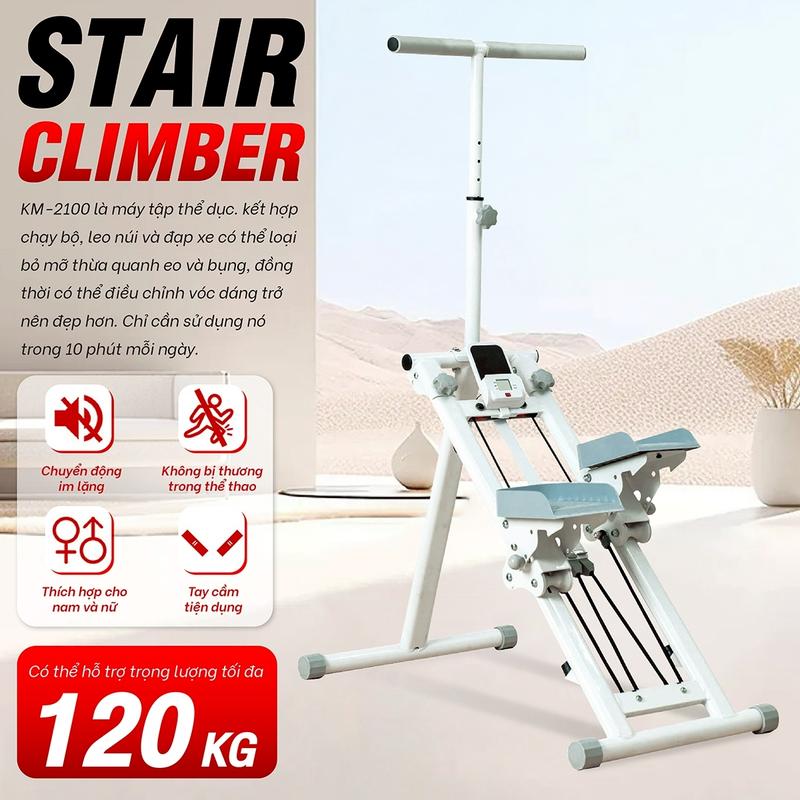 TRẮNG Máy Tập Thể Dục Đa Năng GYM-KM2100 Máy Leo Núi Tại Nhà Dụng Cụ Tập Thể Dục Gấp Gọn máy tập leo thang gấp gọn