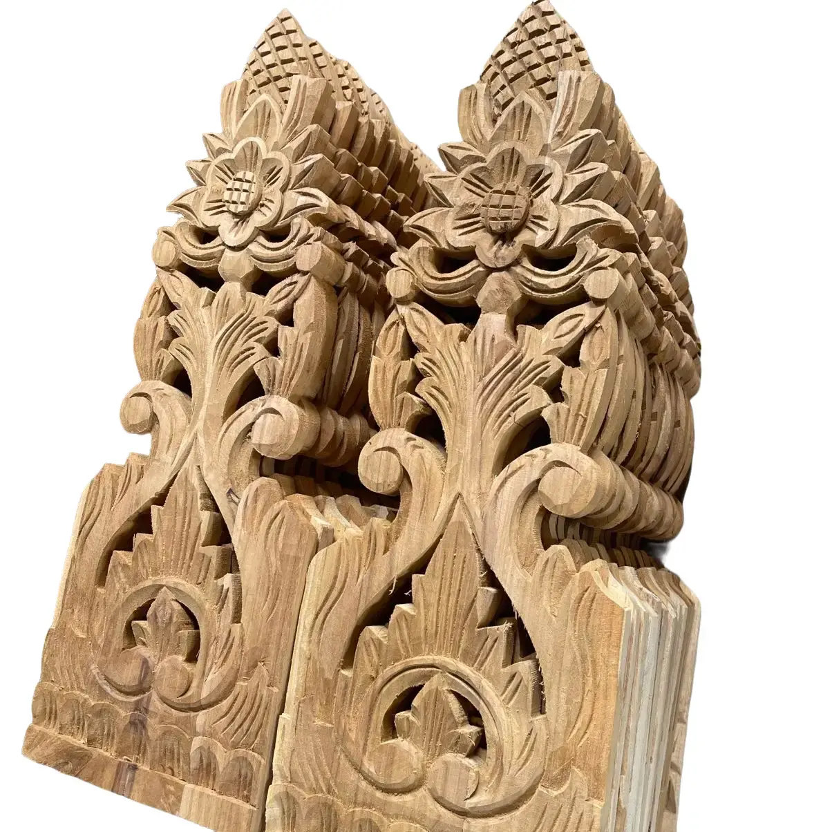Ukiran tempel soko 20cmx50cm kayu jati perhutani