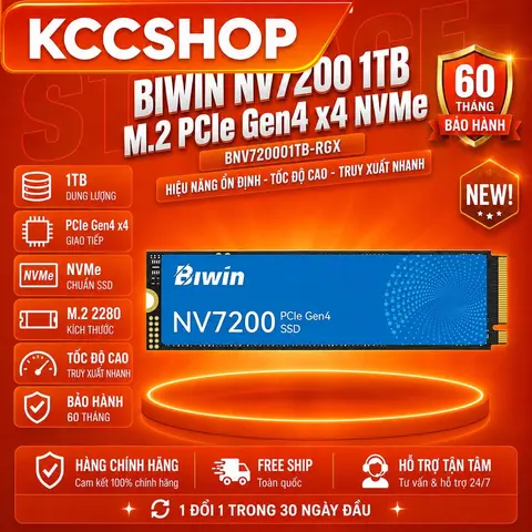 Ổ cứng SSD Biwin NV7200 1TB NVMe PCIe 4.0 x4 (M.2 2280) - BH 60 tháng