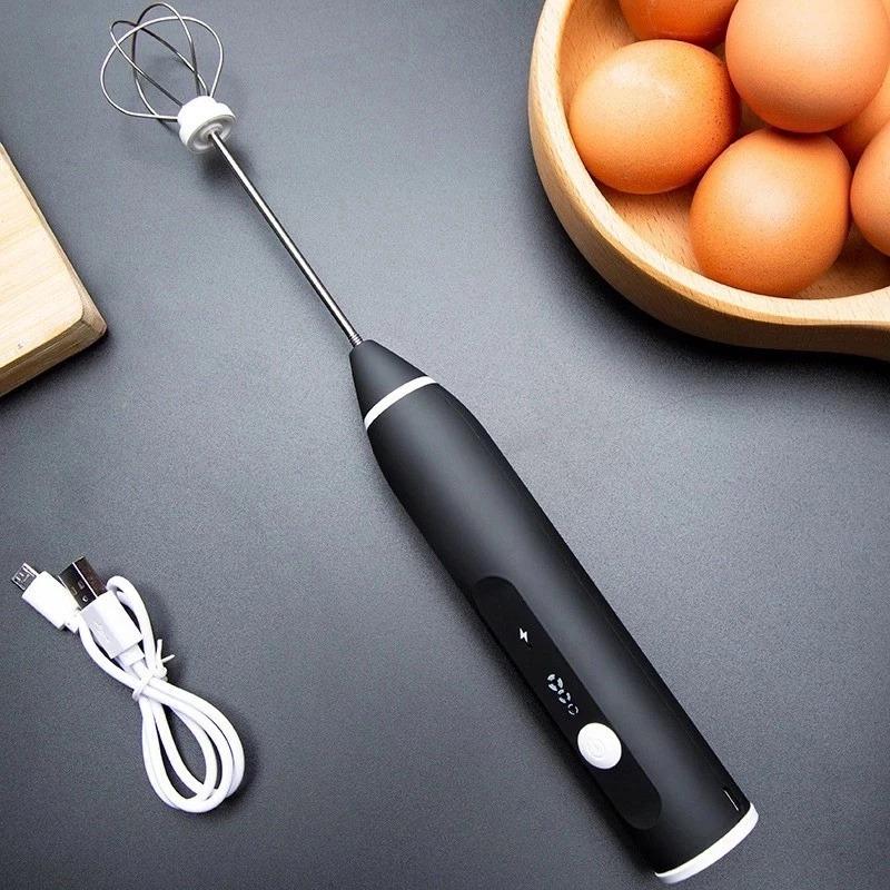 Máy Tạo Bọt Cafe Máy Đánh Trứng Mini Cầm Tay Sạc Pin 3 Cấp Độ Tặng Kèm 2 Đầu Đánh Chuyên Dụng