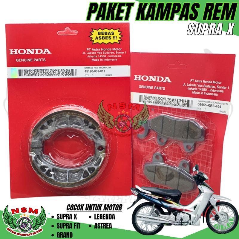 PAKET 2ITEM KR3 KAMPAS REM CAKRAM DEPAN SUPRA X + KAMPAS REM BELAKANG SUPRA X,LAGENDA,GRAND,SUPRA FIT,ASTREA 4