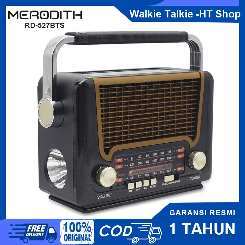 (COD) Merodith Radio Retro Portable 3-in-1 FM/AM/SW | Speaker Bluetooth & Power Bank USB/TF 527BTS - 100% Original! 0