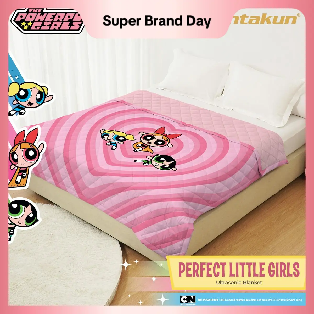 Kintakun D’LUXE The Powerpuff Girls Ultrasonic Blanket 160x200 cm Selimut