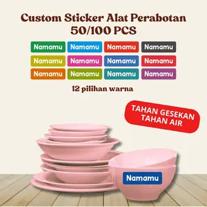 Sticker 100 PCS Custom Nama Piring Sendok Botol Gelas Perabotan timbul waterproof label Stiker Ajaib