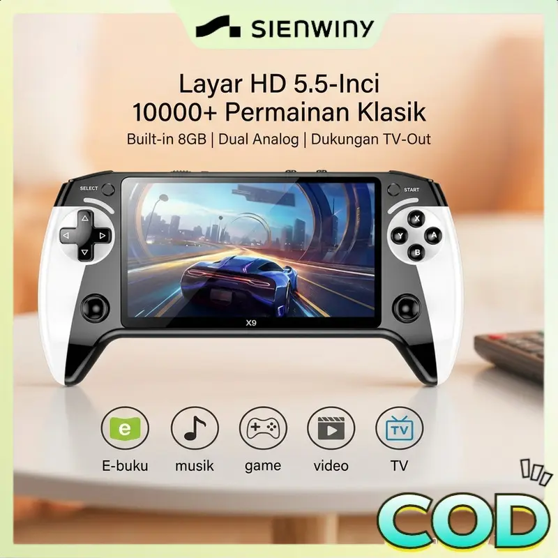 PSP X9 5.5inci layar besar dual joystick retro game arcade handheld 8GB built-in 10000+free installation games TV yang dapat dihubungkan