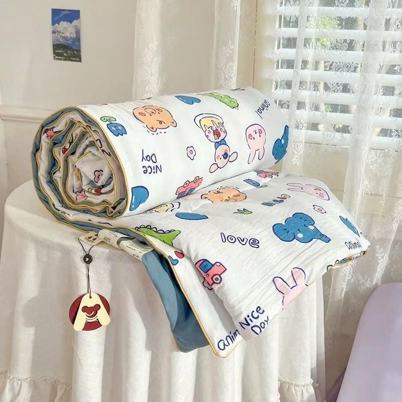Chăn hè 2m2x2m cotton đũi dùng được nhiều mùa màu sắc nhẹ nhàng mẫu mới