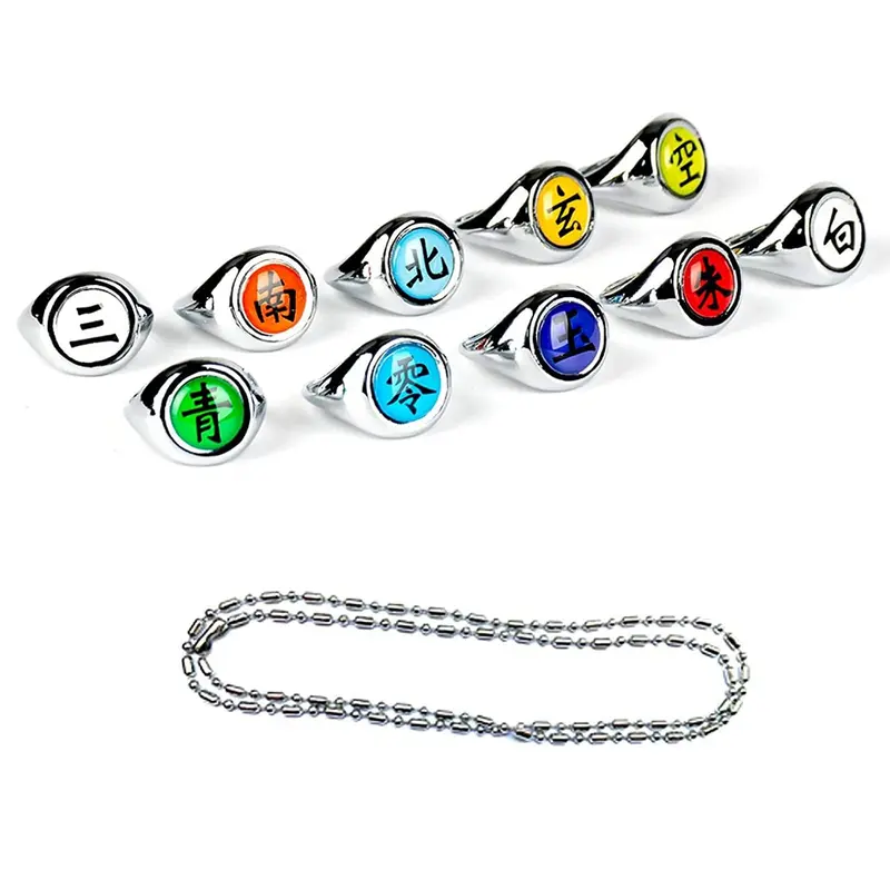Isi 10 Cicin Cincin Akatsuki Naruto Cincin Itachi Style Adjustable Party Accessories Anime Ring Jewelry Akatsuki Cosplay Ring Creative Gift 2