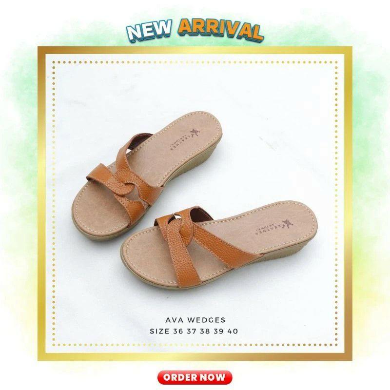 Sandal Wedges 3 cm Wanita Kulit Sapi Asli Garut Ava Series 2