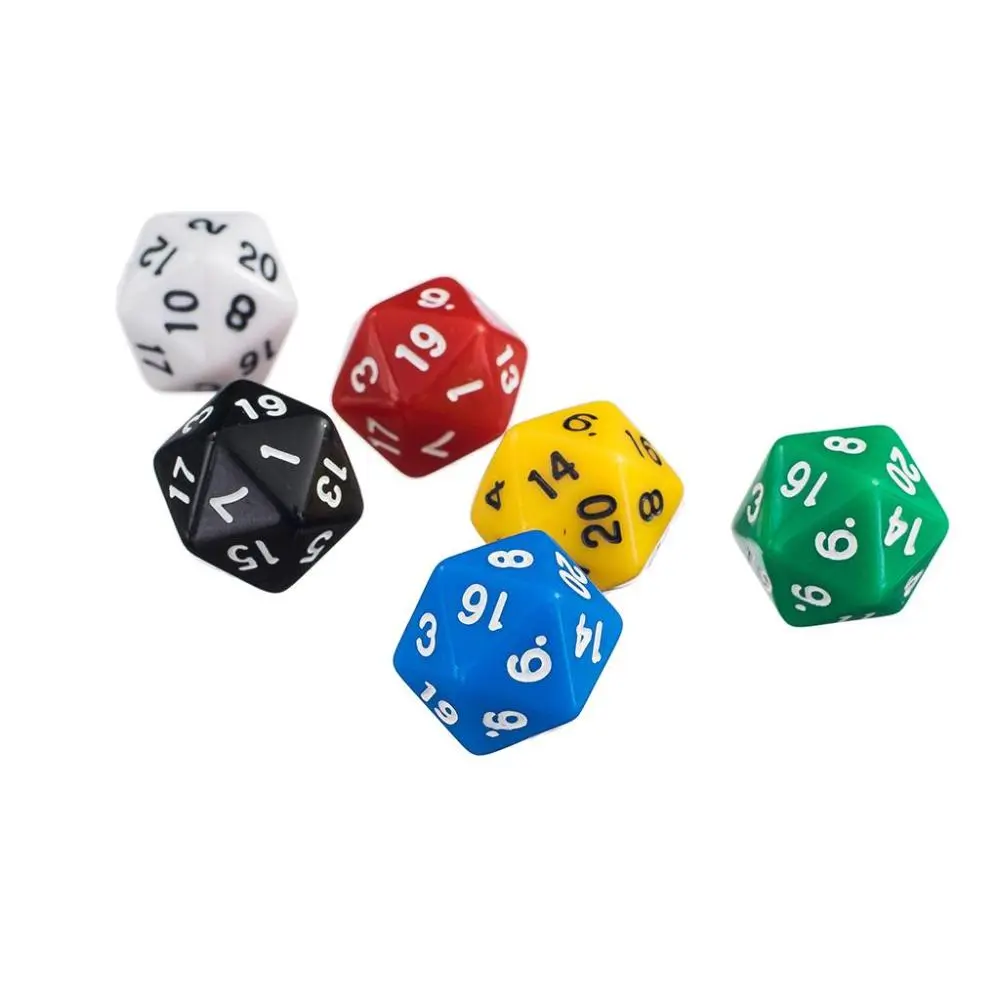 6Pcs Twenty Sided Dice for Role Play Game Prop Couleur 1#