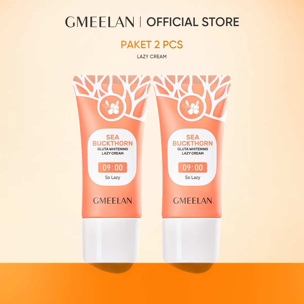 GMEELAN 2PCS Krim Sea Buckthorn Gluta Lazy Cream 30g*2, Niacinamide Pemutih Wajah