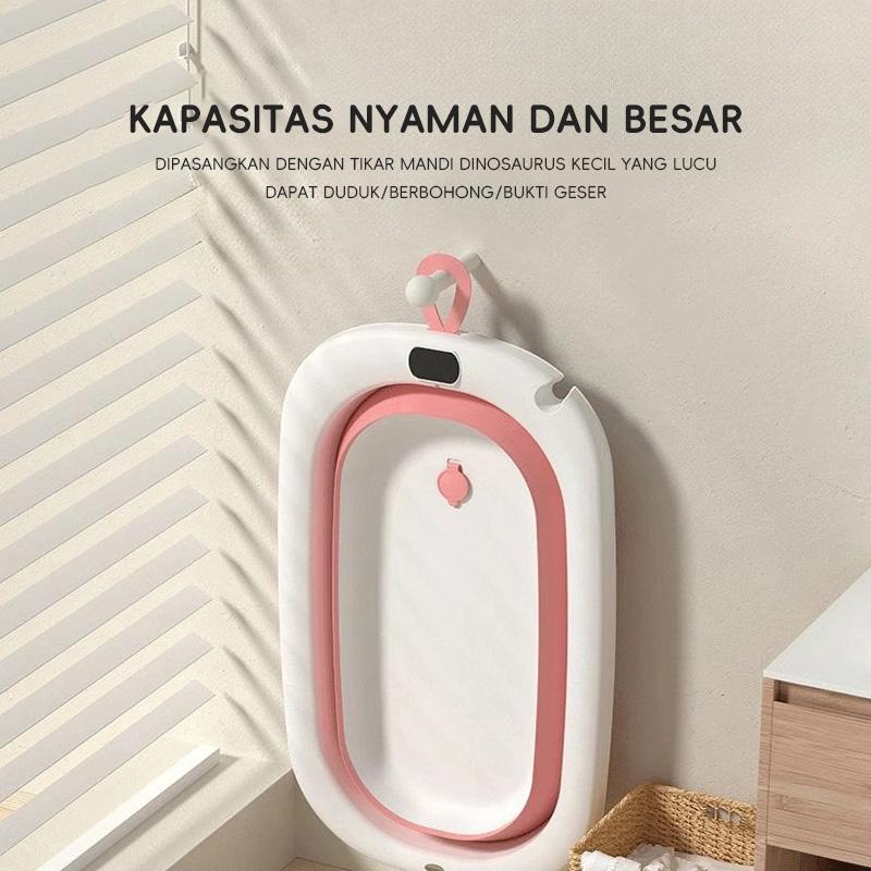⚡SUBSIDI 80%⚡ APEXGLOW Bak Mandi Bayi Lipat Portable Dengan Pengukur Suhu & Bantal Mandi Foldable Baby Bath Tub Anti Slip Anti Tenggelam Baby Bath Helper 2