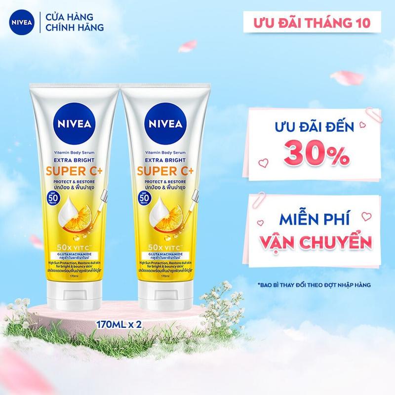 Bộ 2 Serum Dưỡng Thể NIVEA Vitamin Super C+ Dưỡng Da | Chống Nắng SPF50 | Vitamin C (170 ml) - 99193x2
